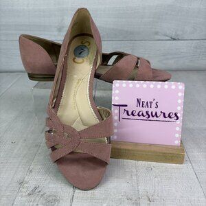 Sam Edelman Circus BELINDA Blush Pink D'Orsay Flat Open Toe Shoes Sz 7 M EU 37